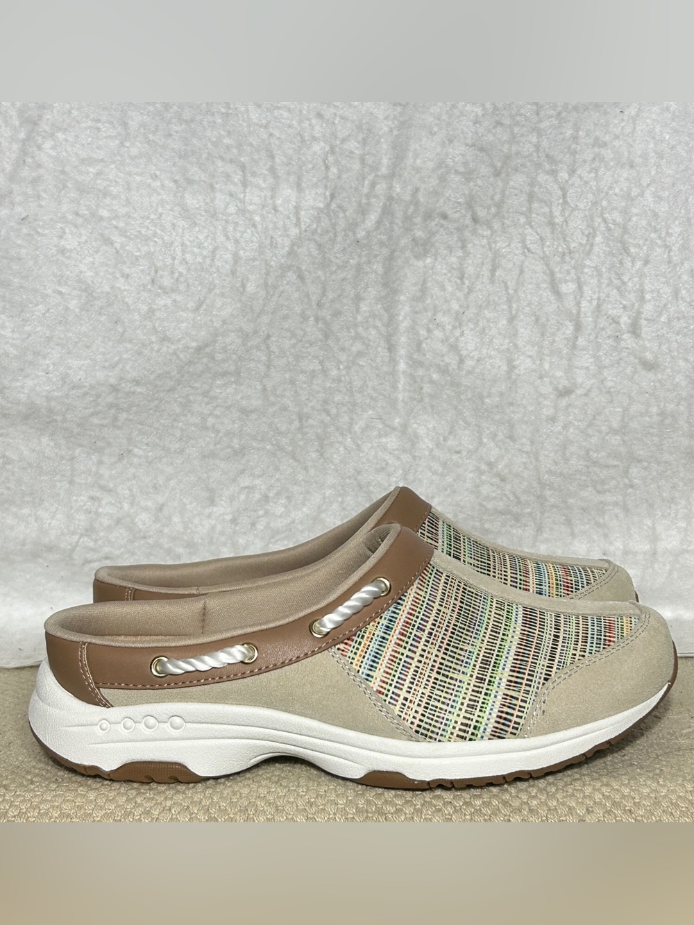 Easy Spirit Womens Natural Multi Color Travelport 21 Clog SlipOn Clog Shoes SZ 8